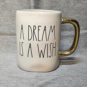 Rae Dunn Disney Princess Collection Cinderella A DREAM IS A WISH Gold Handle Mug